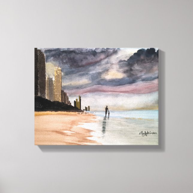 Lienzo SURFERS PARADISE Queensland Australia WATERCOLOR (Anverso)