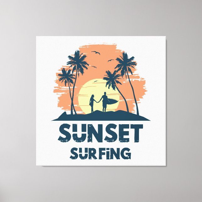 Lienzo Surfing - Surfing al atardecer (Anverso)