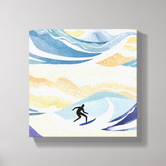 Lienzo Surfing the Wave | Océano acuático contemporáneo (Anverso)