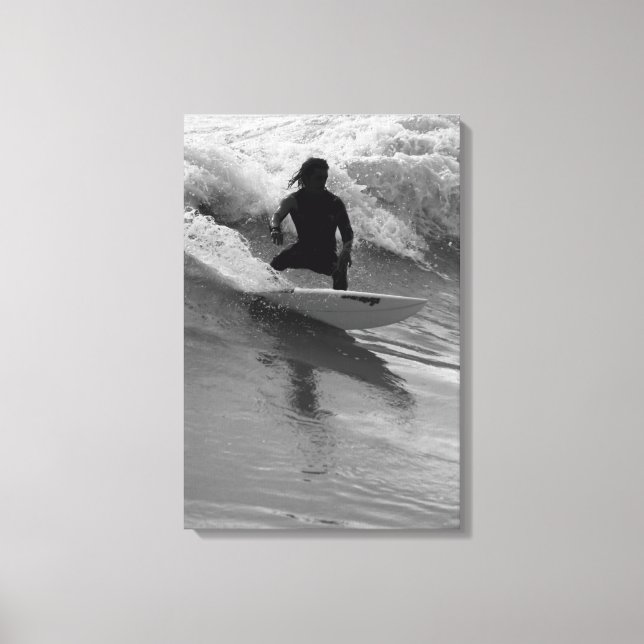 Lienzo Surfing The Waves Grayscale (Anverso)