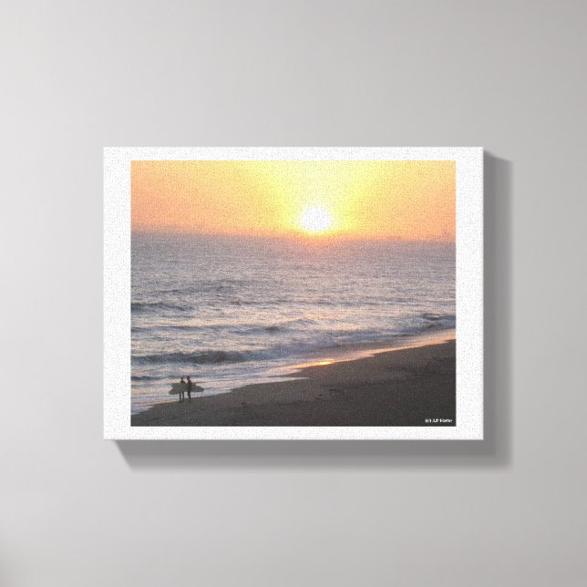 Lienzo Surfistas al atardecer (Anverso)