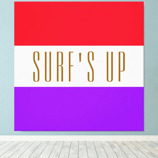 Lienzo SURF'S UP Fun Bright Purple White Stripes (Insitu (piso de madera))