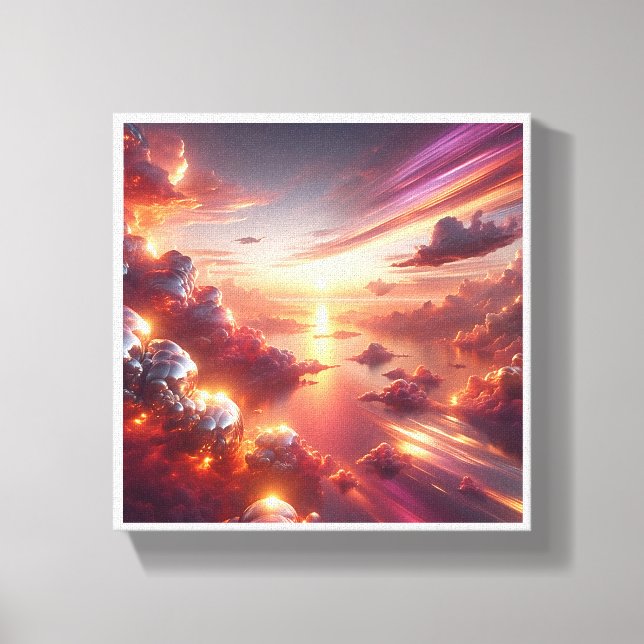 Lienzo Surreal Cosmic Sunset - Dreamy Pink and Gold Cloud (Anverso)