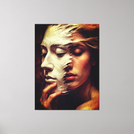 Lienzo Surreal Woman Portrait with Painted Mask