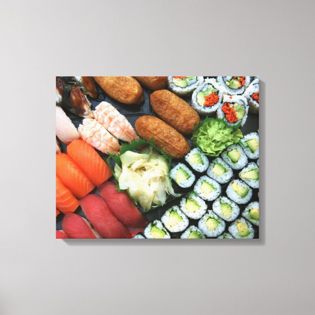 Lienzo Surtido de favoritos de sushi japonés (Anverso)