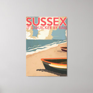 Lienzo Sussex, Inglaterra Afiche de viaje de locomotora v