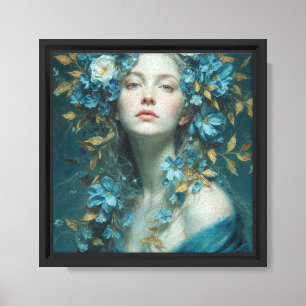 Lienzo Susurro de la Noche – Diosa Floral Azul