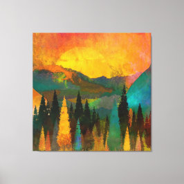 Lienzo Susurros de Crepúsculo: Silhouette al atardecer en