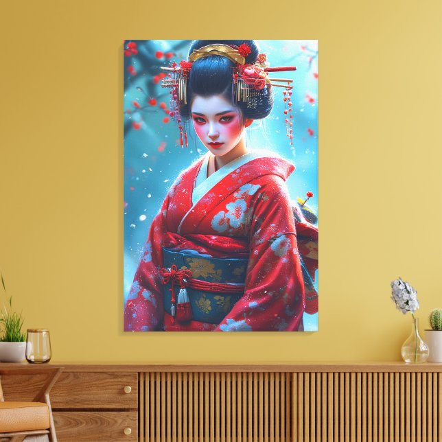 Lienzo Susurros de una Maiko Carmesí (Insitu (Sala de estar))