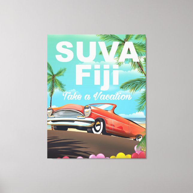 Lienzo Suva, poster de vacaciones de Fiji (Anverso)