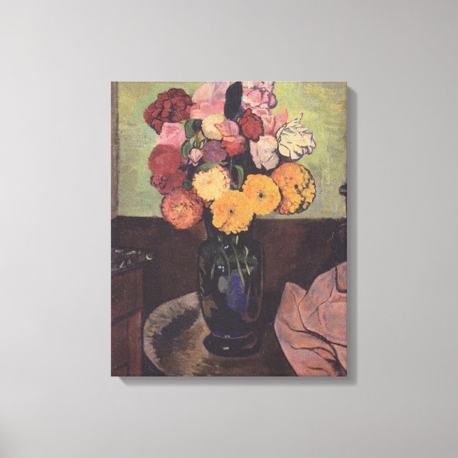 Lienzo Suzanne Valadon Flower Vase en una mesa redonda (Anverso)