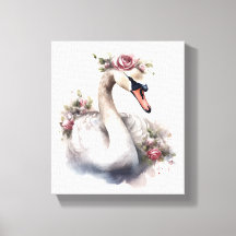 Swan con corona de flores Rosa