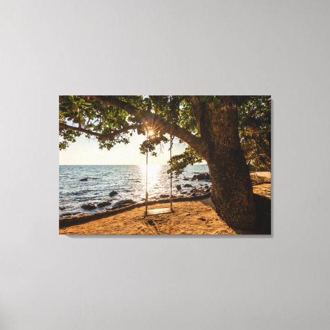 Lienzo Swing on the Beach at Sunset (Anverso)
