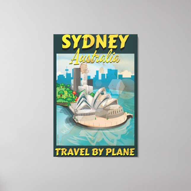 Lienzo Sydney, Australia poster de viajes vintage (Anverso)