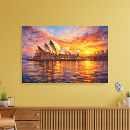 Lienzo Sydney Opera House Sunset Knife Oil Painting