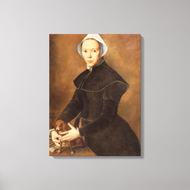 Lienzo T28337 Retrato de una mujer con un perro soltero s (Anverso)