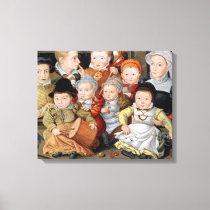 Lienzo T33337 Retrato de una madre con sus ocho hijos
