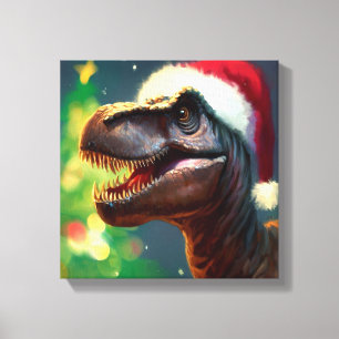 Lienzo T-Rex de Navidad 2