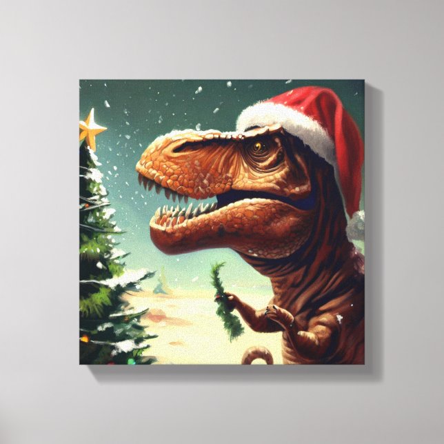 Lienzo T-Rex de Navidad 4 (Anverso)