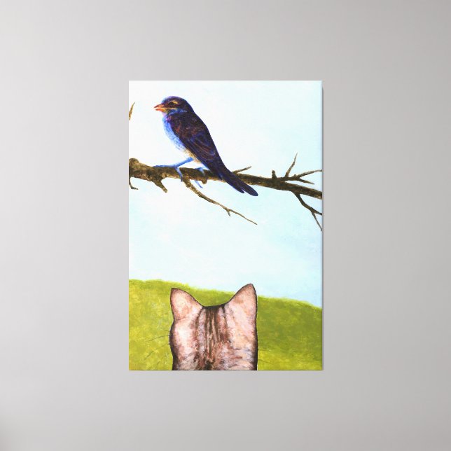 Lienzo Tabby Cats Talk to Birds (Anverso)