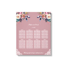 Tabla de asientos del Boda floral azul Rosa turbio