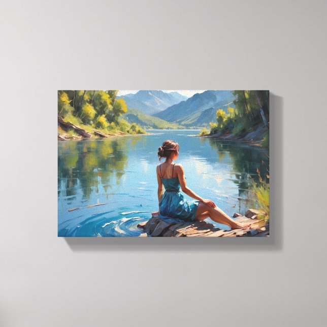 Lienzo Tableau Décoratif ( Jeune Femme au bord d'un lac) (Anverso)