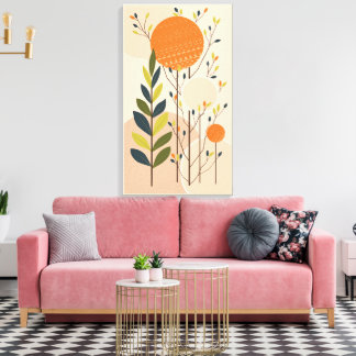 Lienzo Tableaux de estilo moderno boho, botánico y geomét