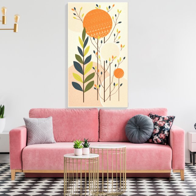 Lienzo Tableaux de estilo moderno boho, botánico y geomét (Insitu (Sala de estar))
