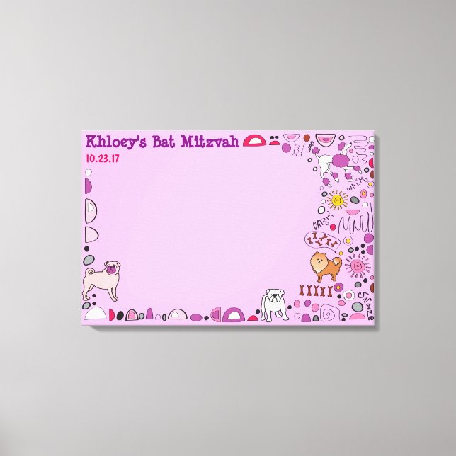 Lienzo Tablero de memoria de entrada de Rótulo Mitzvah (Anverso)