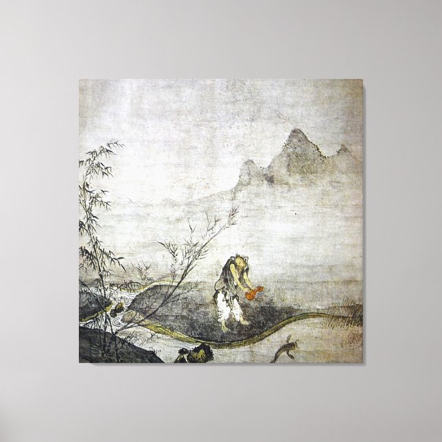 Lienzo Taikō Josetsu / Capturando un bagre con un Gourd / (Anverso)