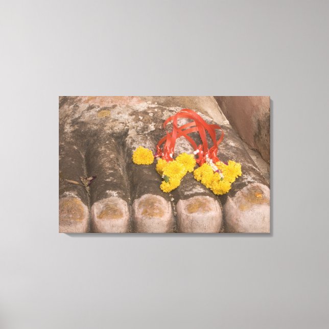 Lienzo Tailandia, los pies de Buda y la oferta de Marigol (Anverso)