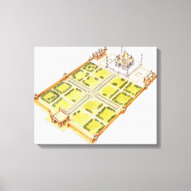 Lienzo Taj Mahal. Adra India. Tumba y jardines (Anverso)