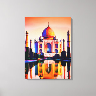 Lienzo Taj Mahal contra el cielo atardecer