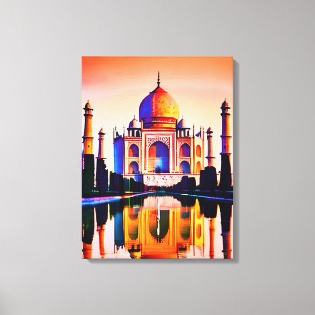 Lienzo Taj Mahal contra el cielo atardecer (Anverso)