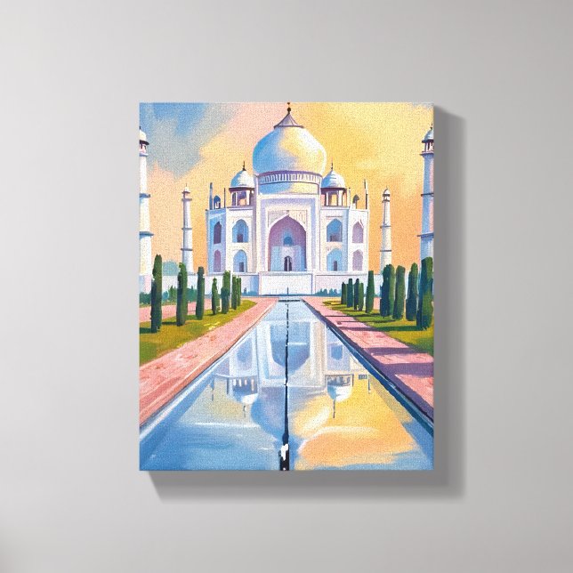 Lienzo Taj Mahal India Travel Painting (Anverso)