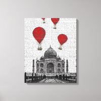 Taj Mahal y globos de aire caliente rojo
