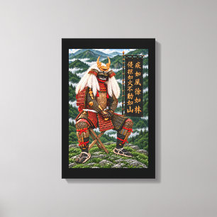 Lienzo Takeda Shingen Samurái Montañas Verdes 12x18 Canva