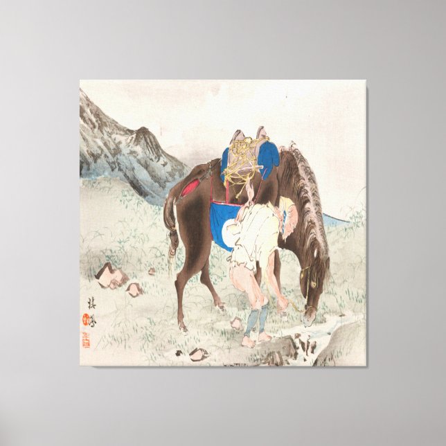 Lienzo Takeuchi Seiho : Seihō jū en Fuji, Pl.06 (1894) (Anverso)