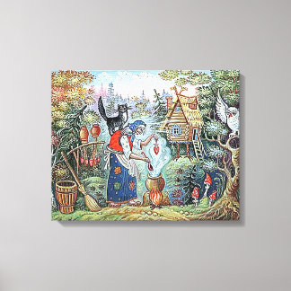 LIENZO TALLA DE LA PUENTE RUSA BABA YAGA