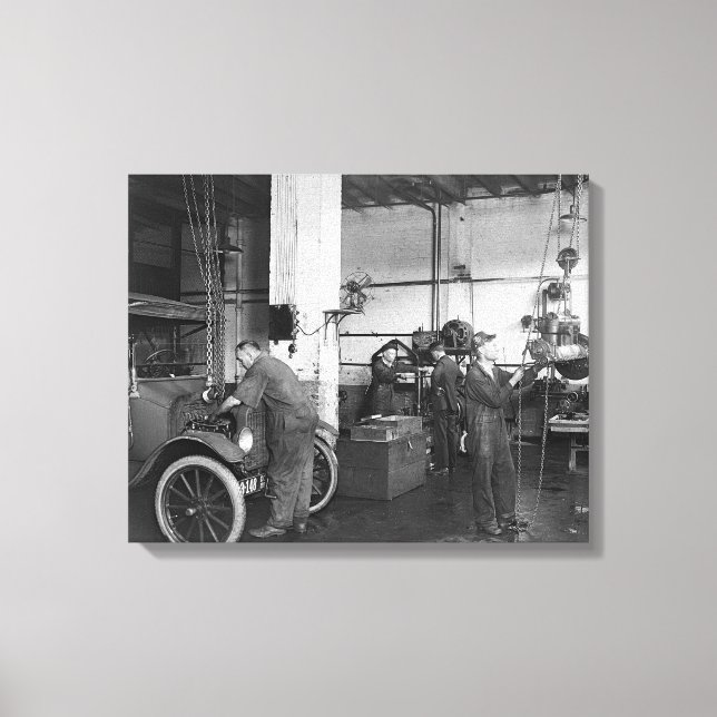 Lienzo Taller de reparación de automóviles, 1919 (Anverso)