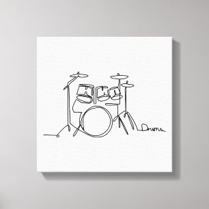 Lienzo Tambores de una línea de diseño de música de tambo