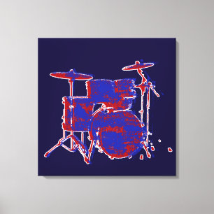 Lienzo tambores rojo y azul