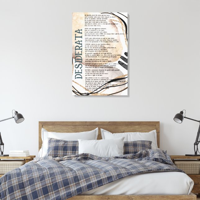 Lienzo Tan Abstracto Rosa Oro Desiderata de Max Ehrman  (Insitu(Dormitorio))