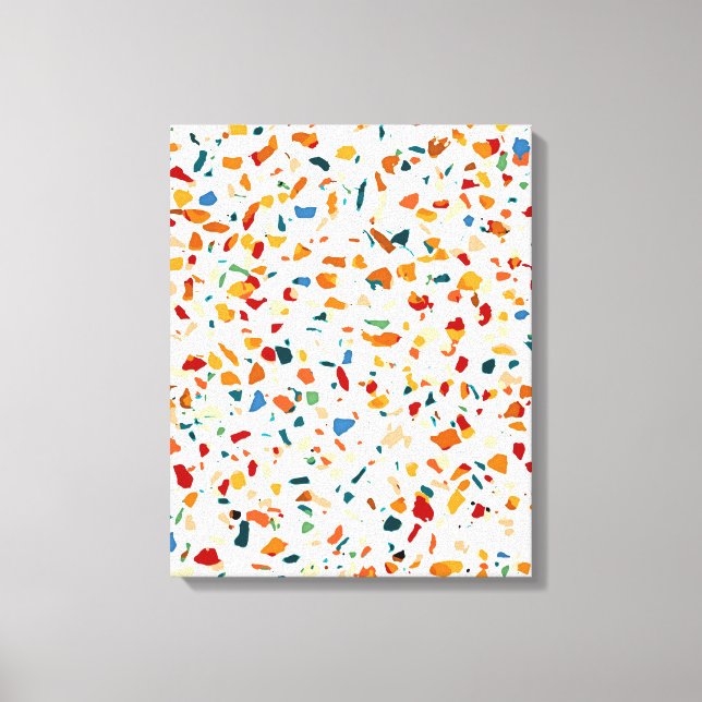 Lienzo Tan Terrazzo | Pintado ecléctico Quirky Confetti | (Anverso)