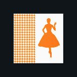 Lienzo Tangerine Modern Houndstoth con Silhouette de moda<br><div class="desc">Patrón Houndstoth de mediados del siglo XX en la paleta de colores "Modern Moods" de Emporio Moffa que recuerda a los colores de cocina, moda y decoración casera de los años 50.</div>