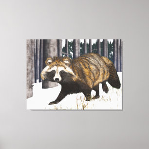 Lienzo Tanuki - Perro Raccoon