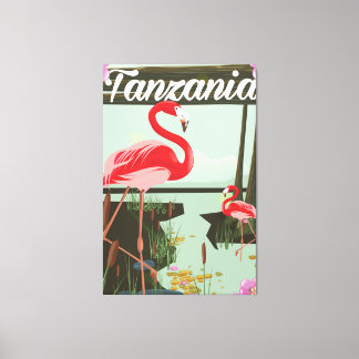 Lienzo Tanzania - Lago Natron - Cartel de viaje de flamen