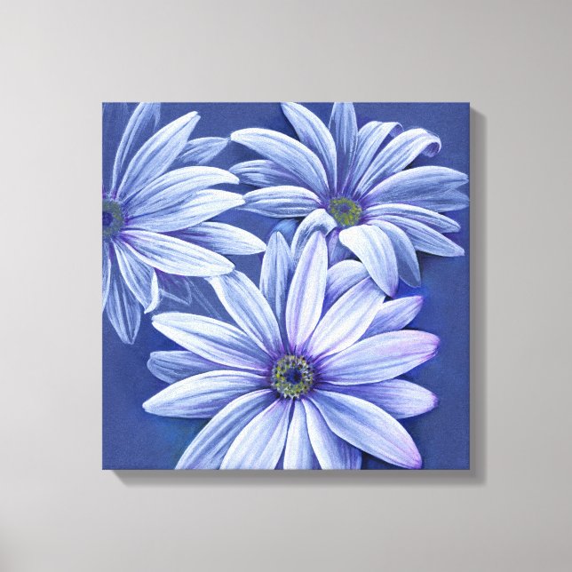 Lienzo Tapa de marmita floral azul con diseño original de (Anverso)