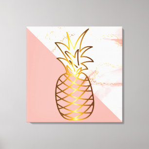 Lienzo Tapa de tela de piña de oro de mármol rosa