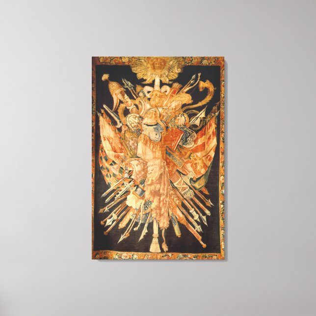 Lienzo Tapiz que representa trofeos de guerra (textiles) (Anverso)